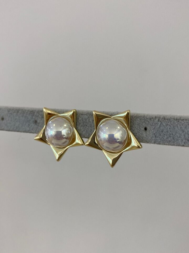 İncili Yıldız Küpe