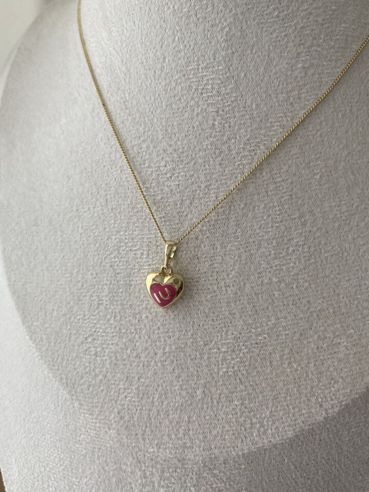 ''Özel Seri'' Minimal Pembe Kalp Kolye (45cm)