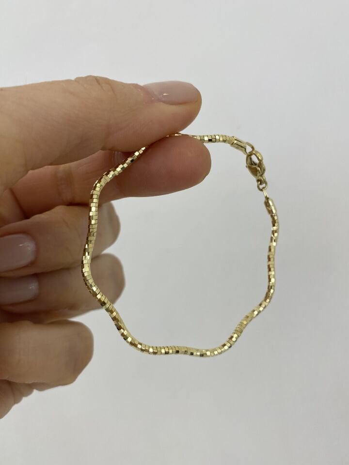 14K Pırıltılı Zigzag Tel Bileklik (XP 17cm)