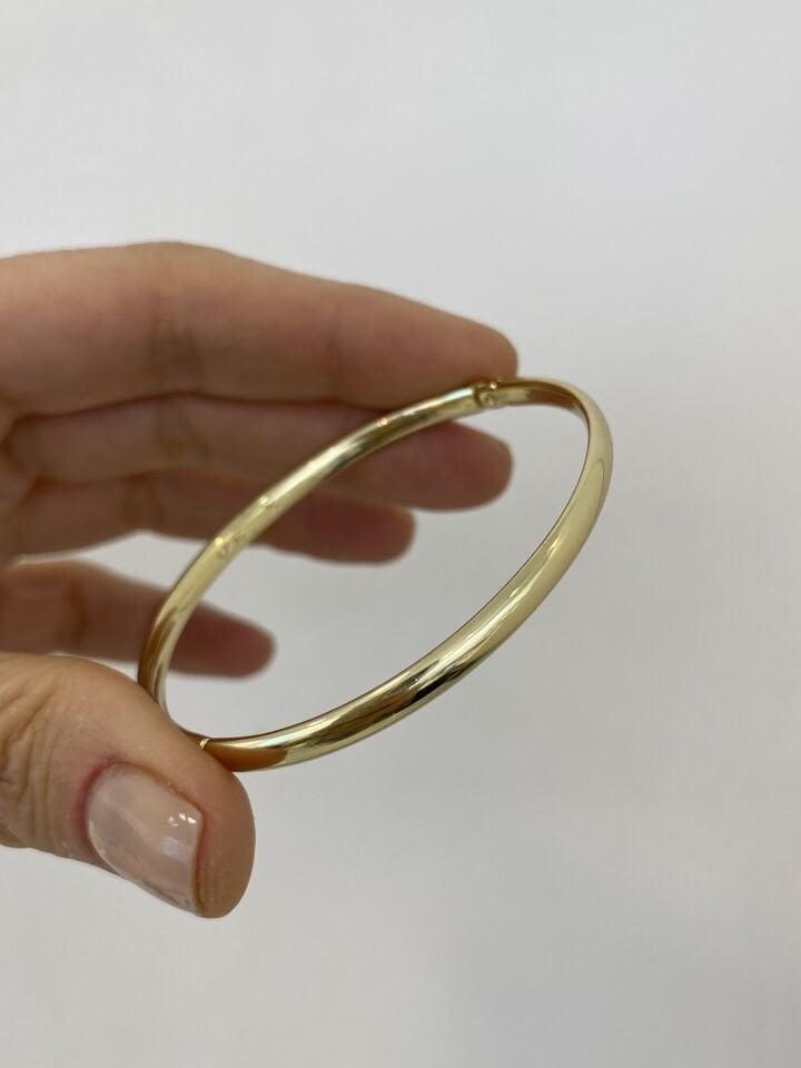 14K İnce Bombeli Kelepçe Bilezik (XP 60mm-20cm)
