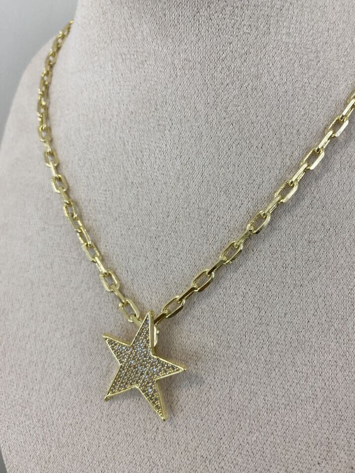 Gömme Taşlı Yıldız Kolye (40cm)
