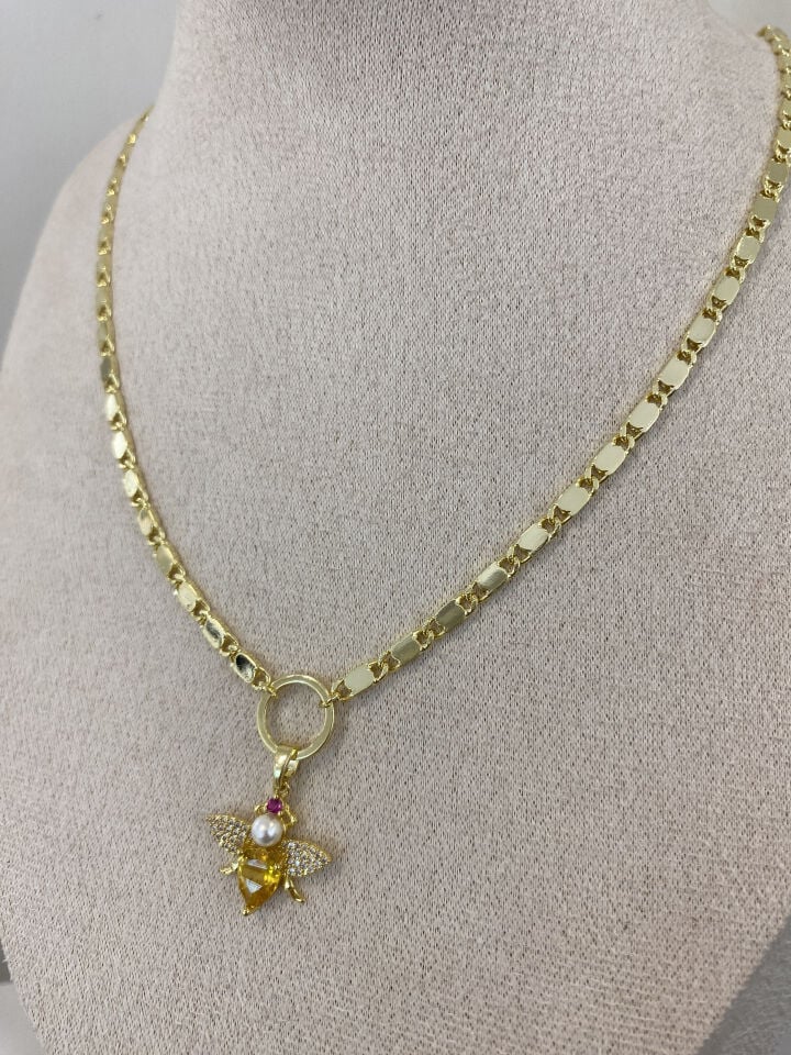 Kraliçe Arı Detaylı Zincir Kolye (50cm+5cm ek)