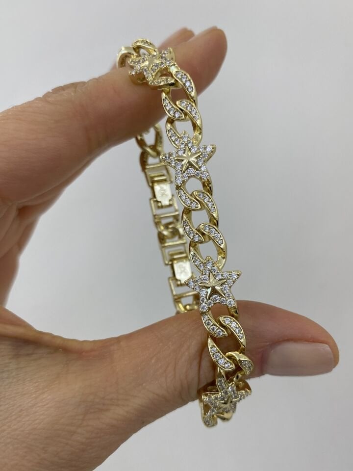 Gömme Taşlı Yıldız Gurmet Bileklik (17cm+ek)