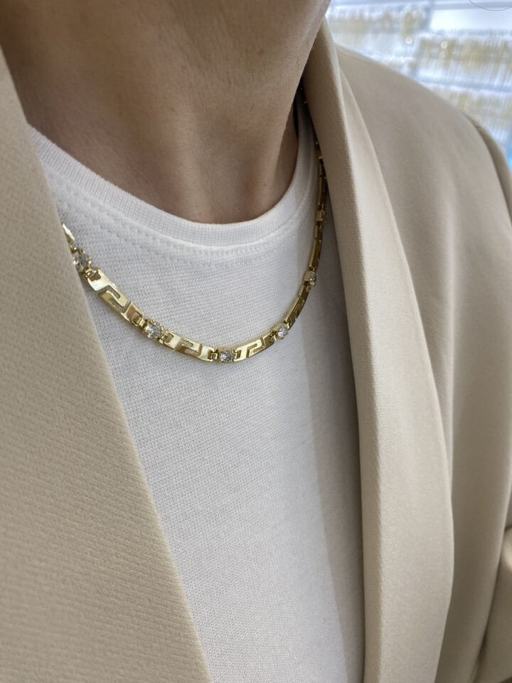 Tam Tur Taşlı Greek Model Kolye (45cm)