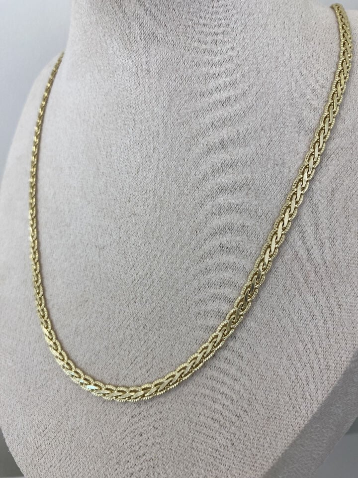 Yassı Lazer Kesim Çerçeveli Örgü Zincir Kolye (60cm)