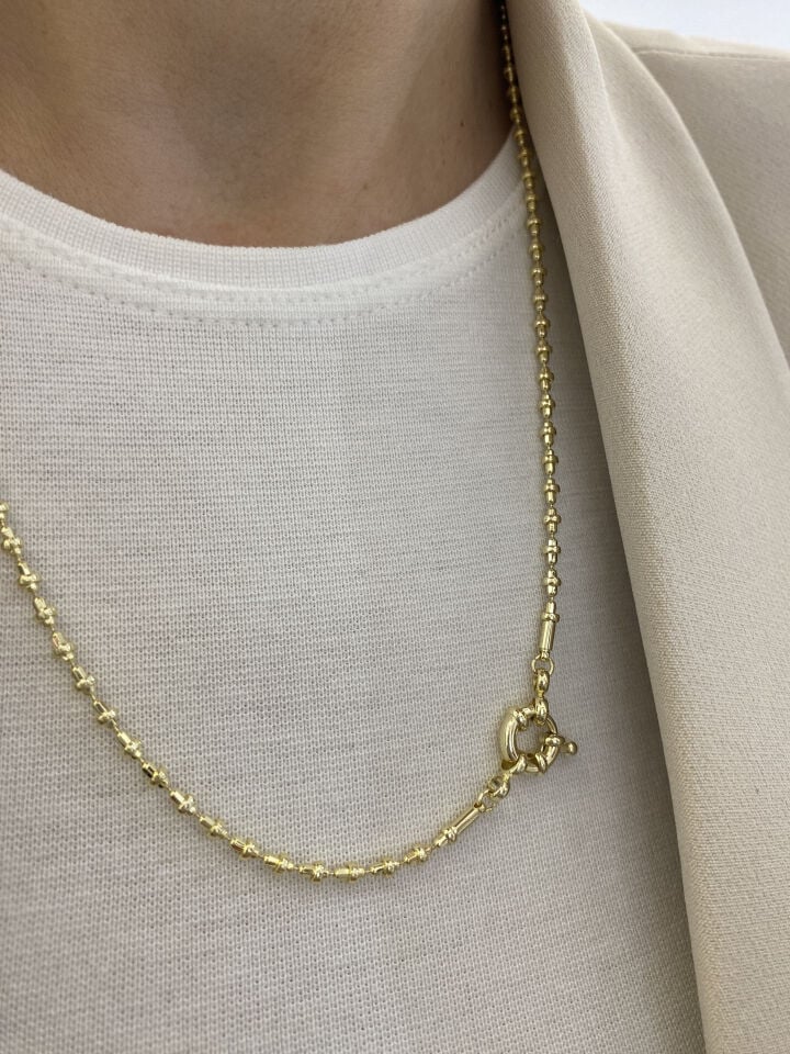 Gemici Kilit Detaylı Dorikalı Zincir Kolye (50cm)