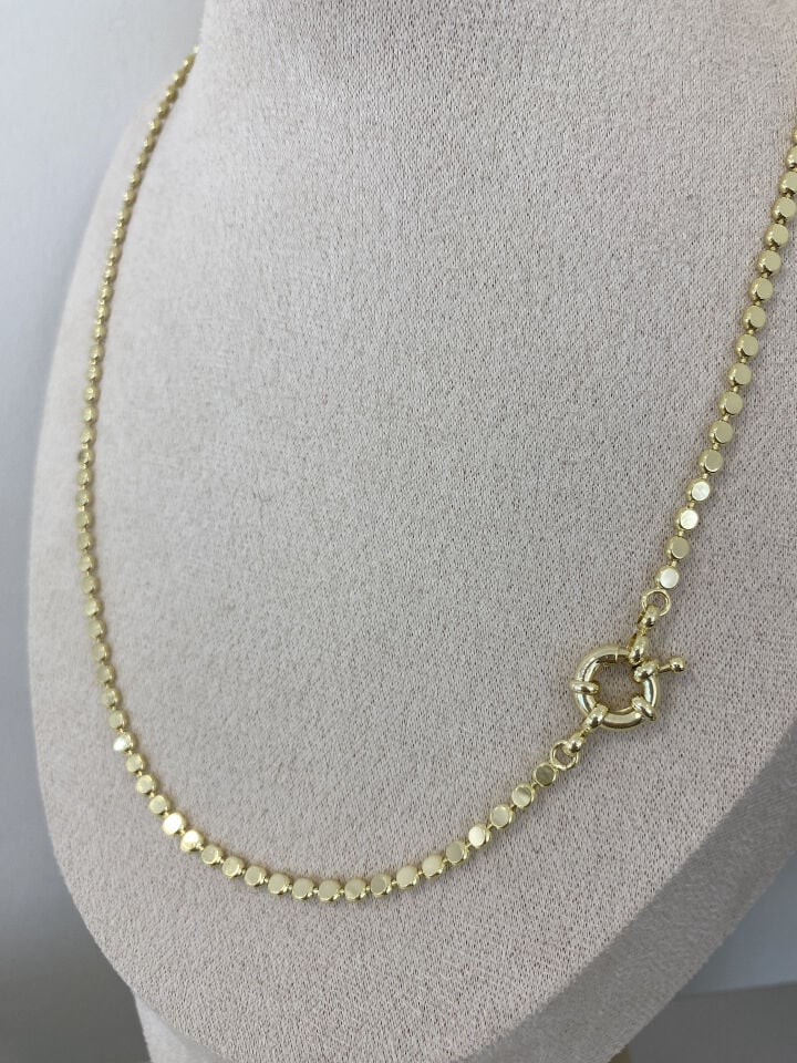 Gemici Kilit Detaylı Ezme Zincir Kolye (50cm)