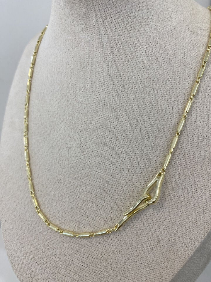 Özel Seri Çengel Kilit Detaylı Çubuk Zincir Kolye (50cm+5cm ek)