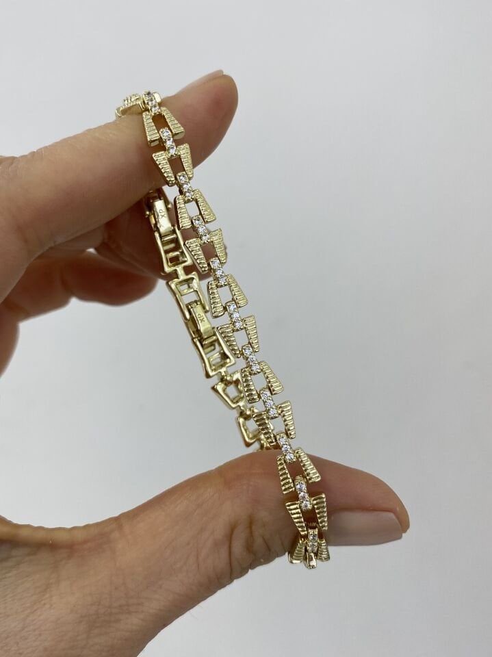 Taşlı Merdiven Model Bileklik (17cm+ek)