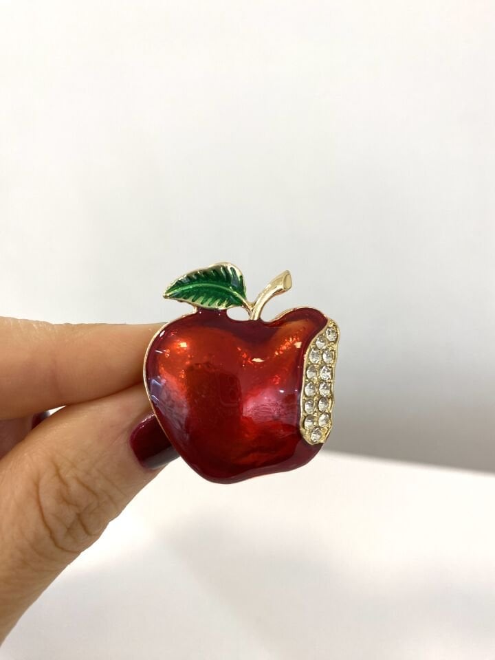 Taşlı Tatlı Elma Broş