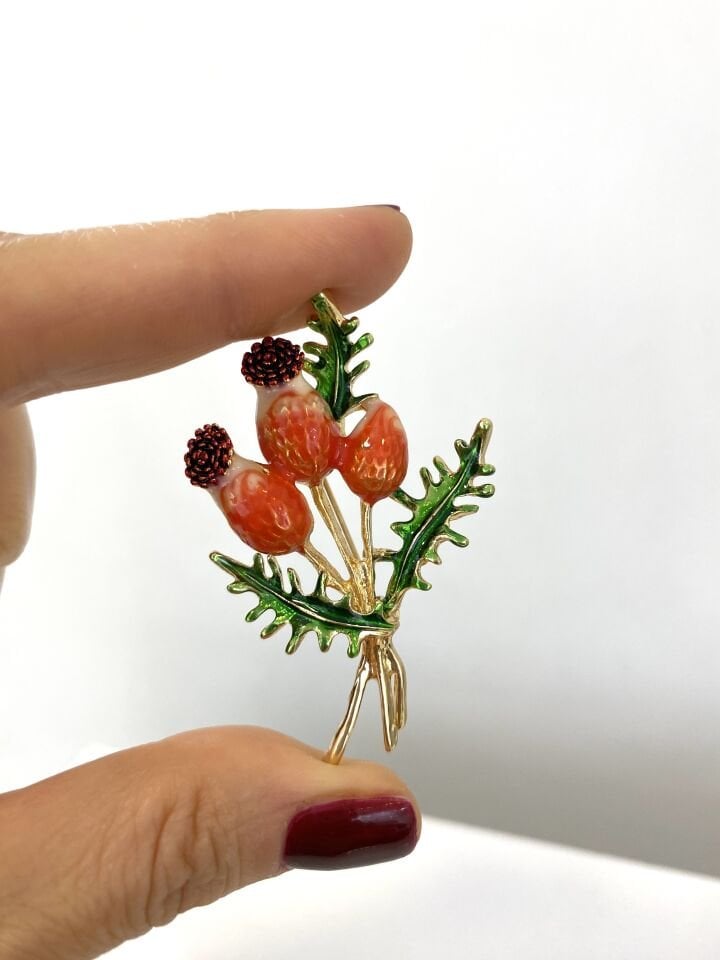 Yılbaşı Çiçeği Broşu