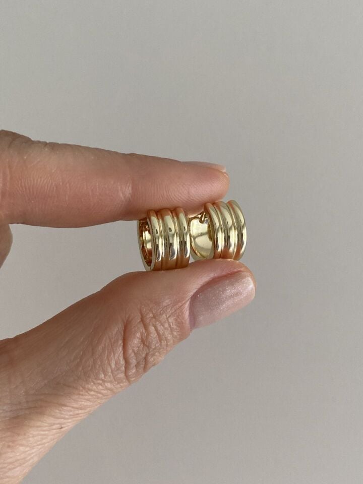 Özel Seri Çizgi Desenli Halka Küpe (İç çapı:1 cm)