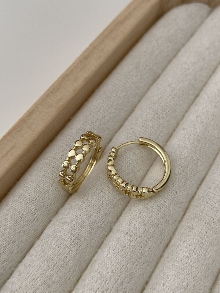 Özel Seri Ezme Model Halka Küpe (İç çapı: 1,5cm)