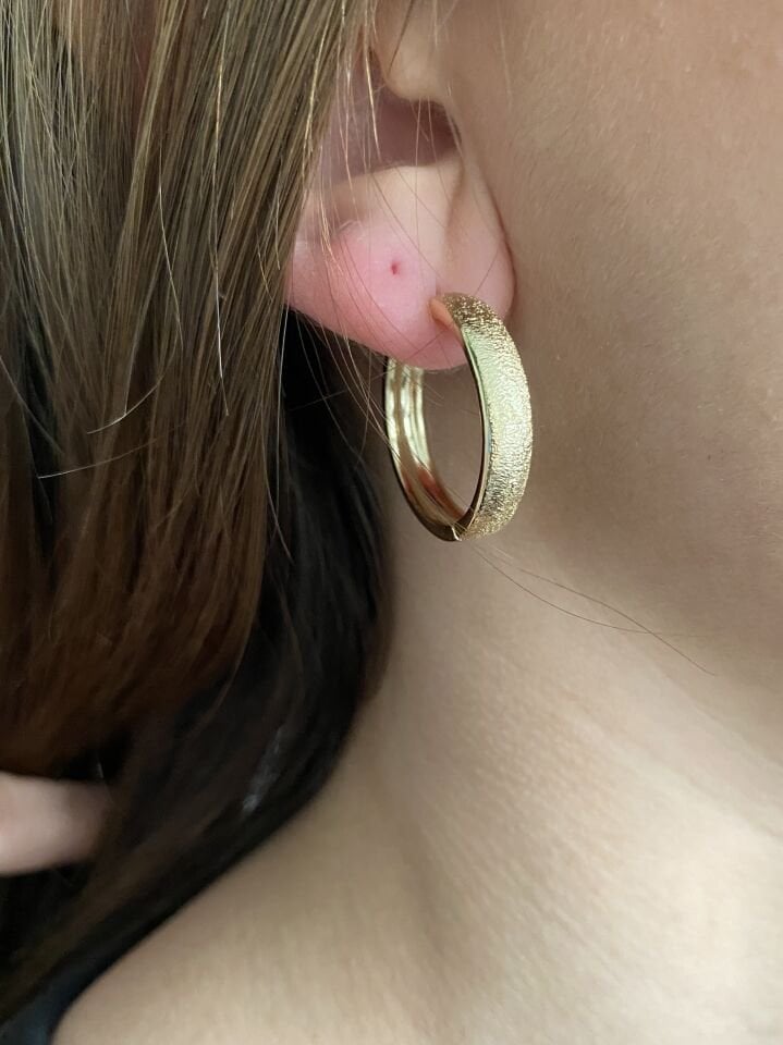 Özel Seri Kumlu Basic Halka Küpe (İç çapı:2,3 cm)