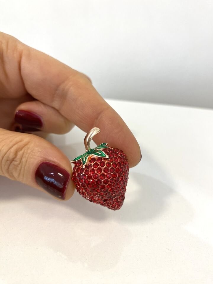 Taşlı Çilek Broş