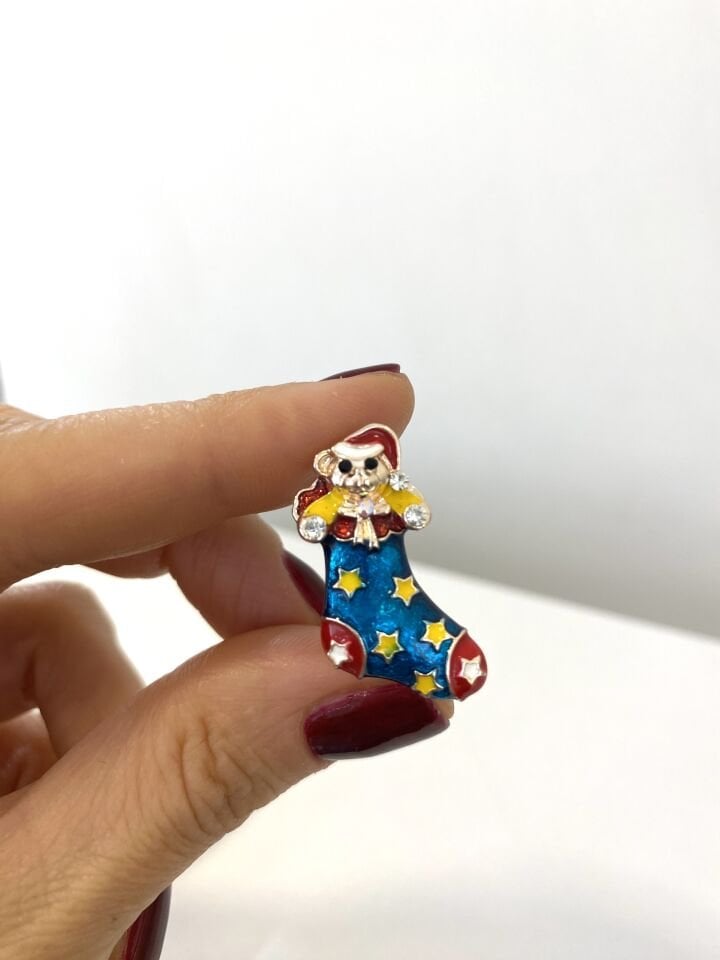 Mavi Yıldızlı Çorap Broş