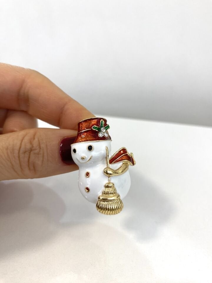 Süpürgeli Kardan Adam Broşu