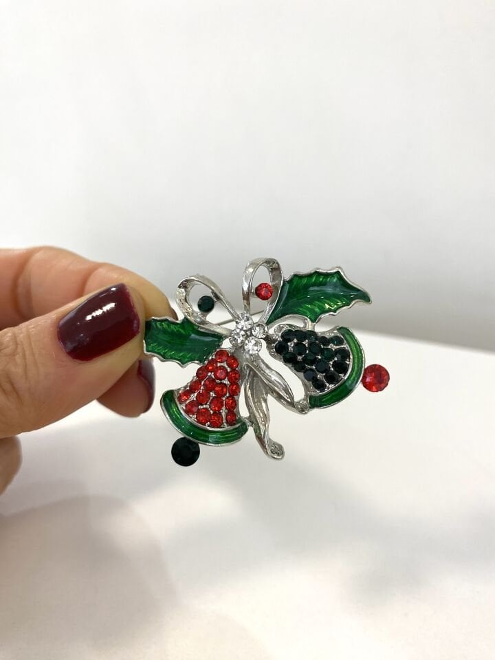 Taşlı Noel Çan Broş