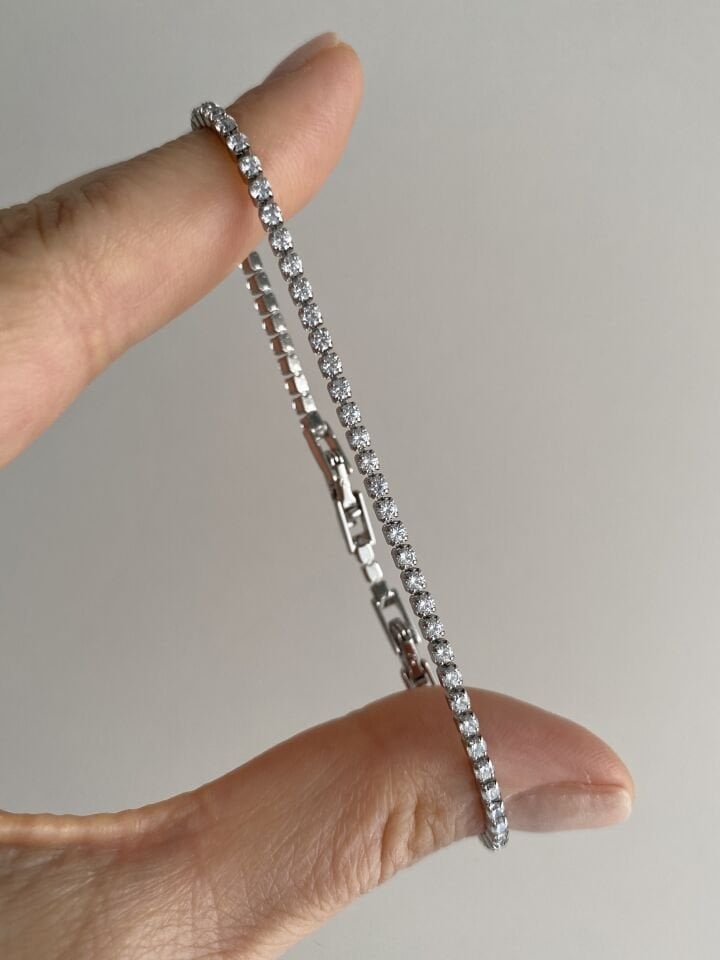 Özel Seri Su Yolu Bilekli (1mm/17cm+ek) Gümüş Renk