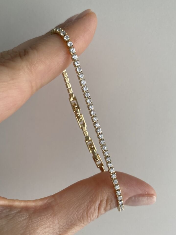 Özel Seri Spor Su Yolu Bileklik (1mm/17cm+ek) Gold Renk