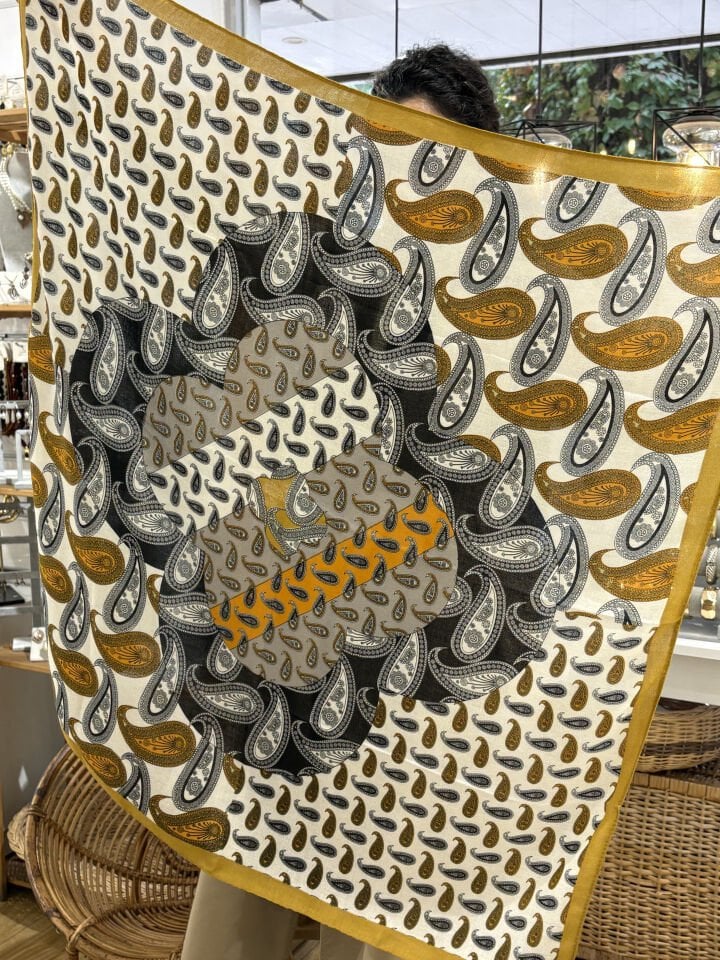 Desenli 90*90 Pamuklu Eşarp Şal