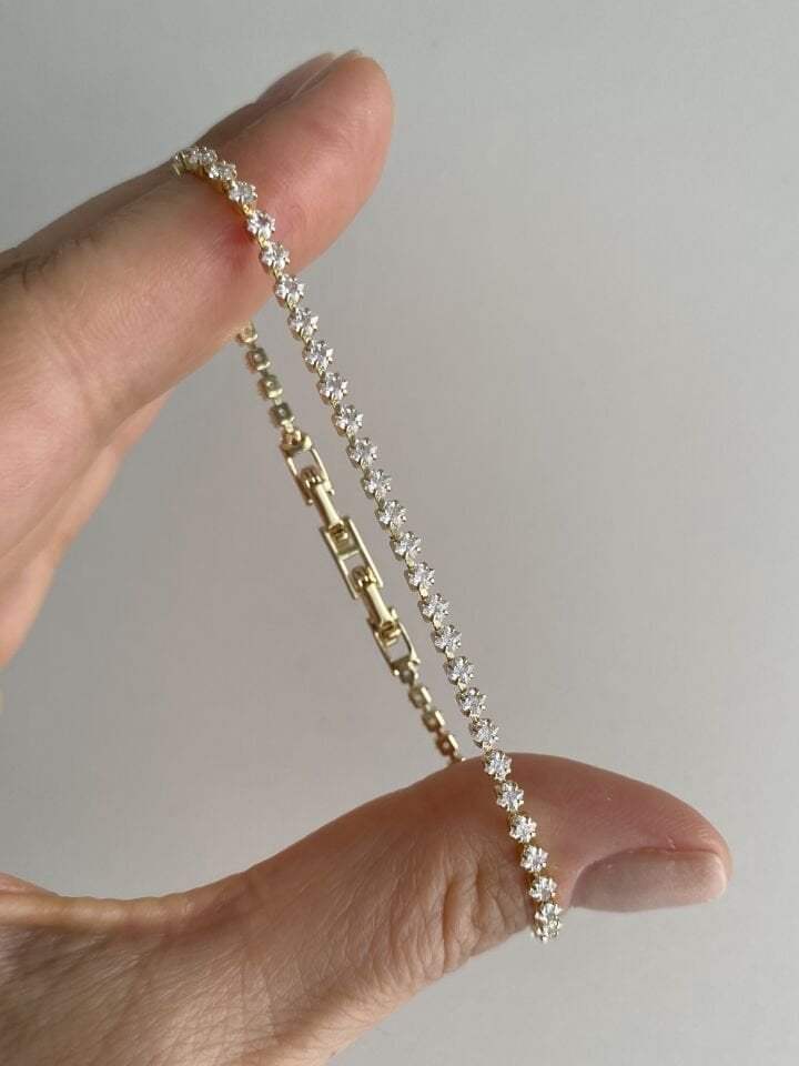 Altın Kaplama Spor Su Yolu Bileklik (1mm/17cm+ek) Gold Renk