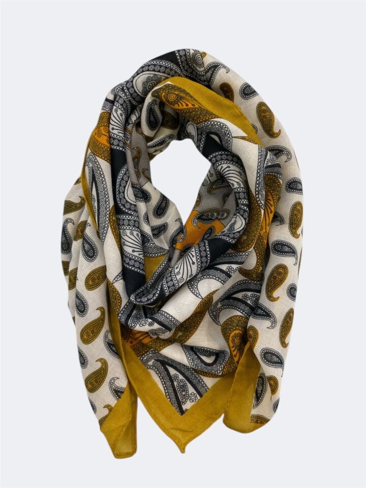 Desenli 90*90 Pamuklu Eşarp Şal