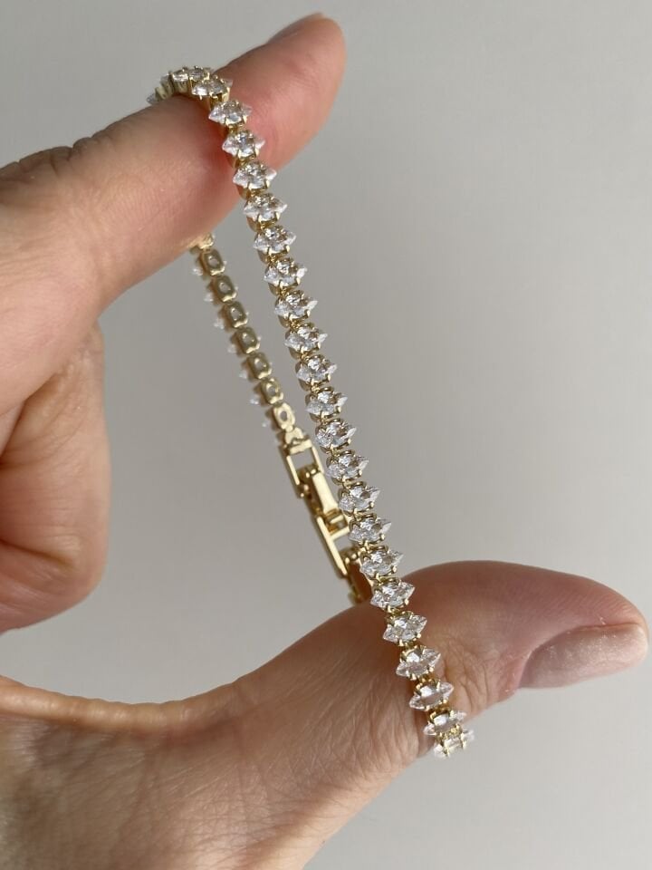 Altın Kaplama Markiz Kesim Spor Su Yolu Bileklik (17cm+ek) Gold renk