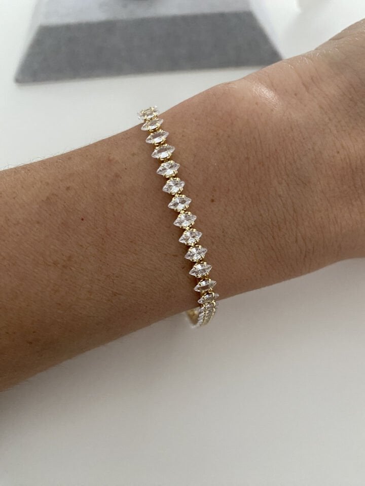 Altın Kaplama Markiz Kesim Spor Su Yolu Bileklik (17cm+ek) Gold renk