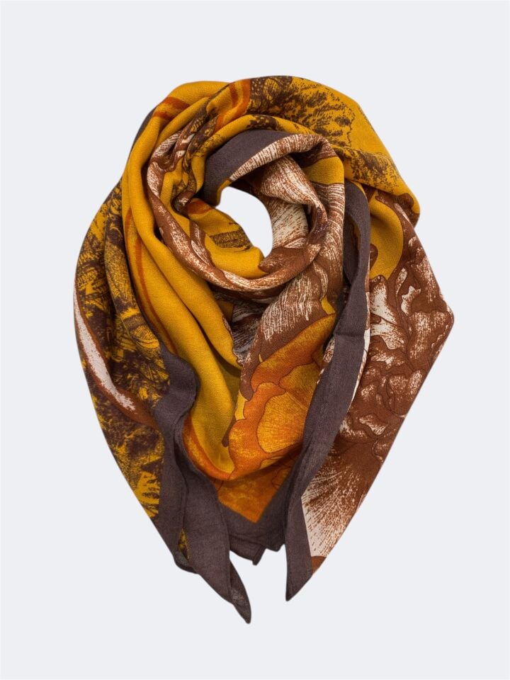 Desenli 90*90 Pamuklu Eşarp Şal