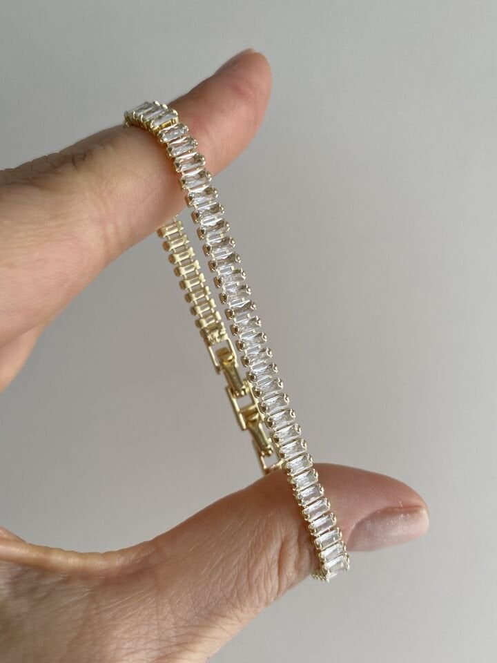 Altın Kaplama Baget Kesim Spor Su Yolu Bileklik (5mm/17cm+3cm) Gold Renk
