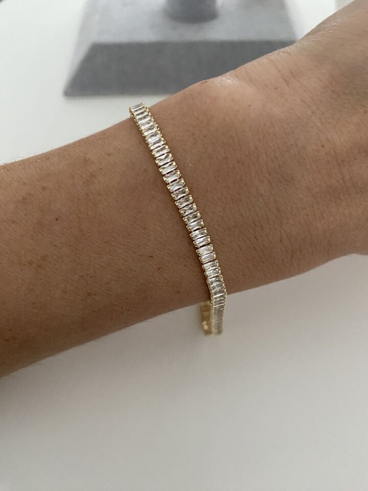 Altın Kaplama Baget Kesim Su yolu Bileklik (3mm/17cm+ek) Gold Renk