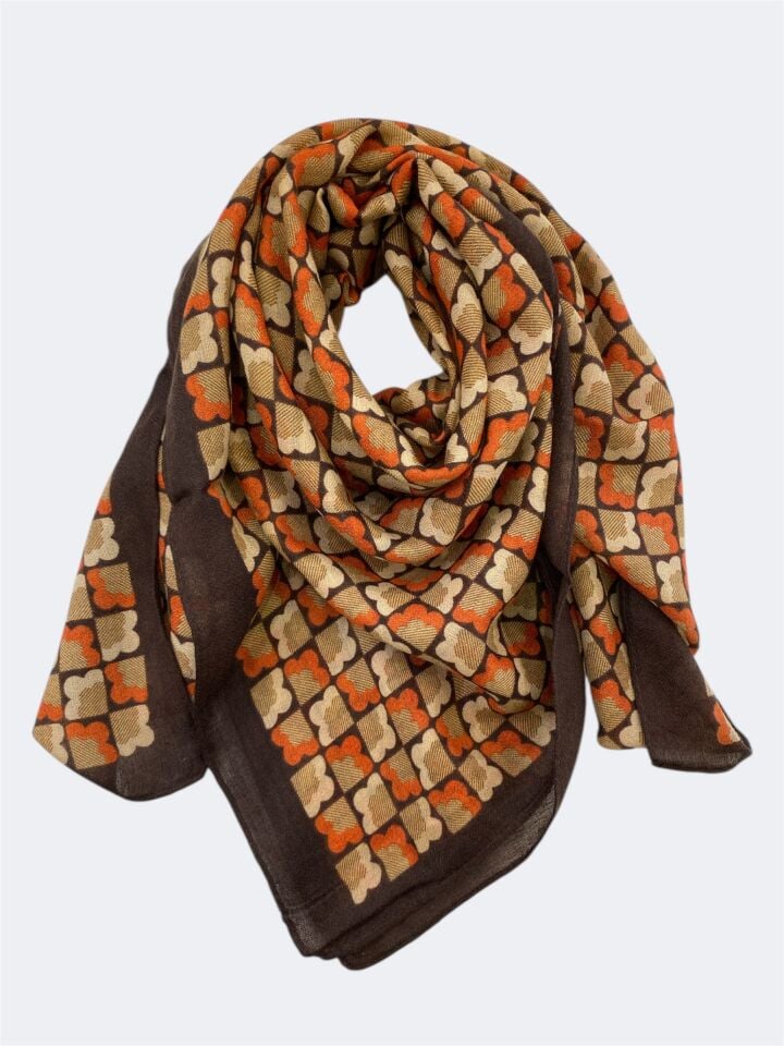 Desenli 90*90 Pamuklu Eşarp Şal