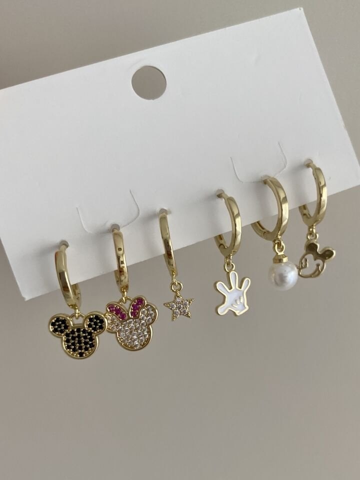 Altın Kaplama Altılı Mini Figür Set Küpe