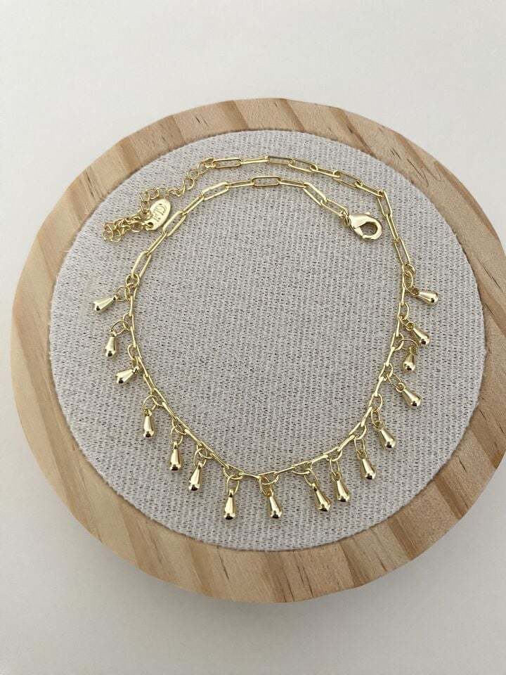 Altın Kaplama Damla Model Sallantılı Halhal (24cm+5cm ek)