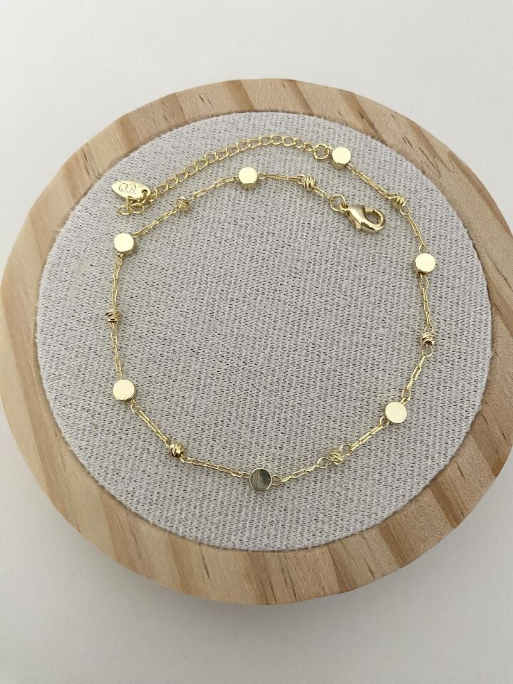 Altın Kaplama Yansımalı Geometrik Halhal (23cm+5cm ek)