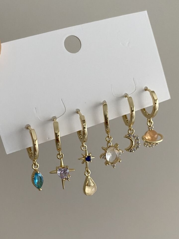 Altın Kaplama Altılı Gökyüzü Set Küpe