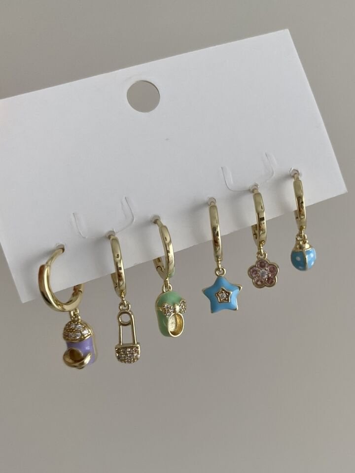 Altın Kaplama Altılı Baby Set Küpe