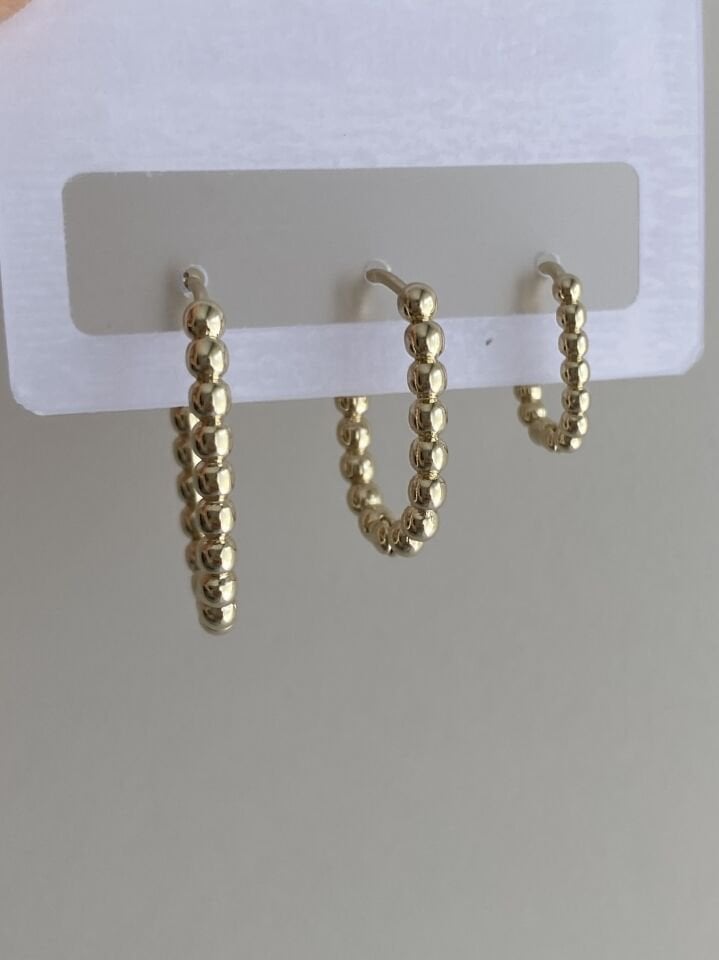 Altın Kaplama Topçuklu U Model Halka Set Küpe