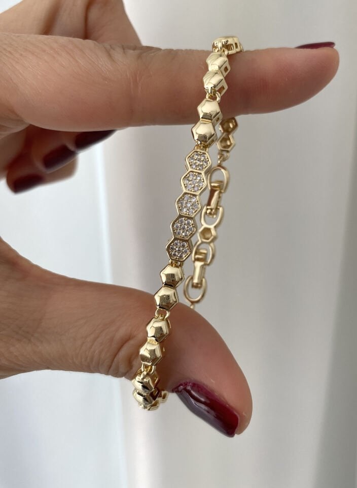 Gömme Taş Künye Detay Petek Bileklik