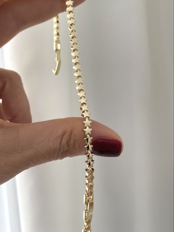 Minimal Plaka Yıldız Bileklik