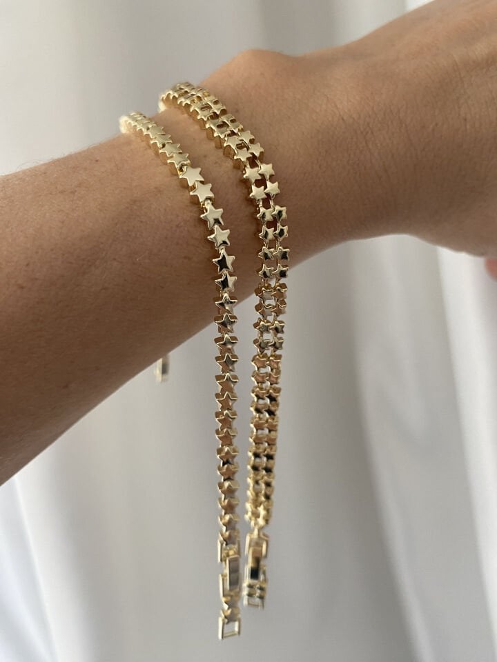 Minimal Plaka Yıldız Bileklik