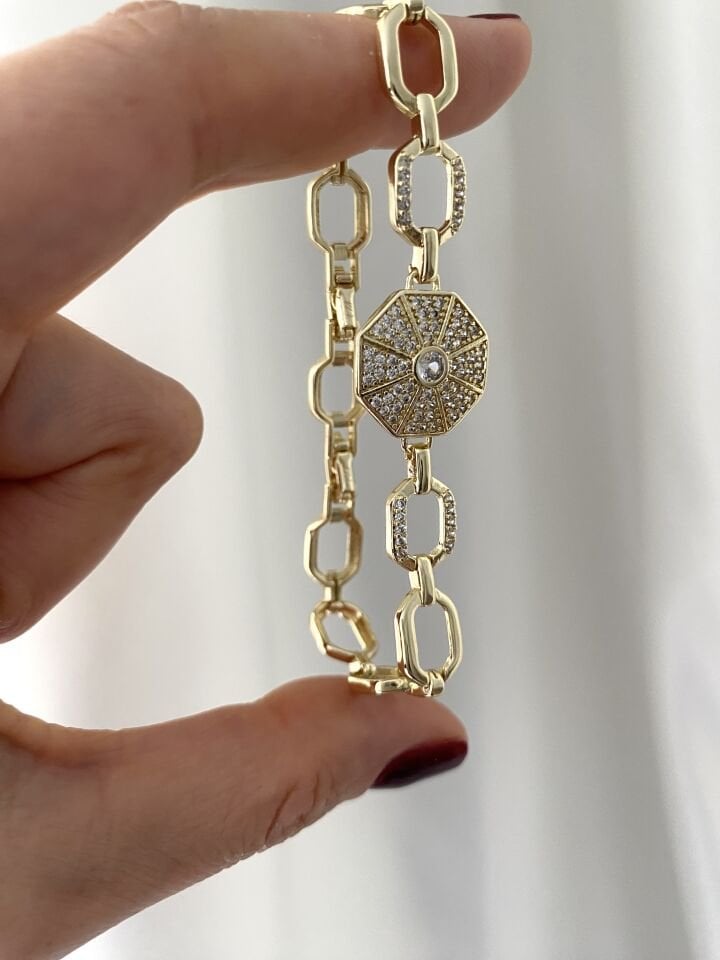 Ortası Altıgen Detay Spor Bileklik