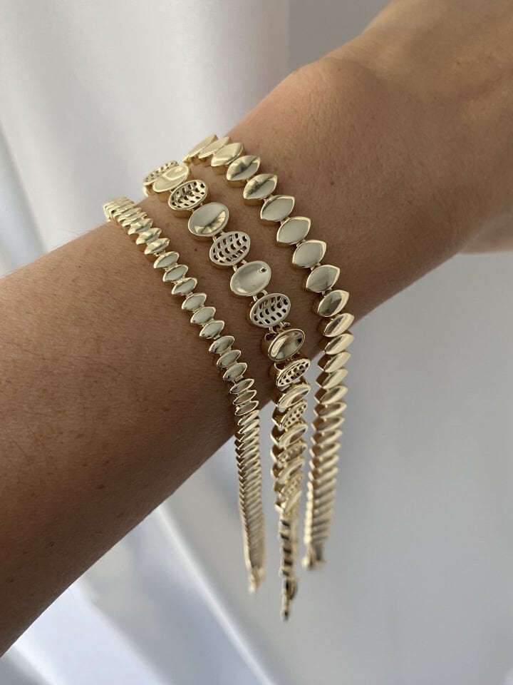 Altın Kaplama Yaprak Plaka Bileklik