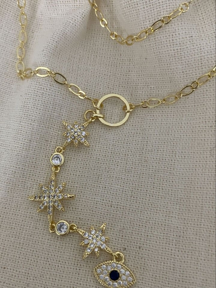 Kutup Yıldız Detaylı Y Kolye (40cm)