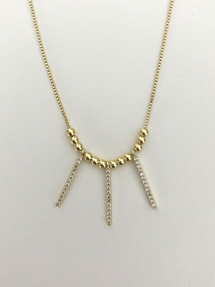 Asansörlü Gömme Taşlı Çubuk Kolye (45cm)