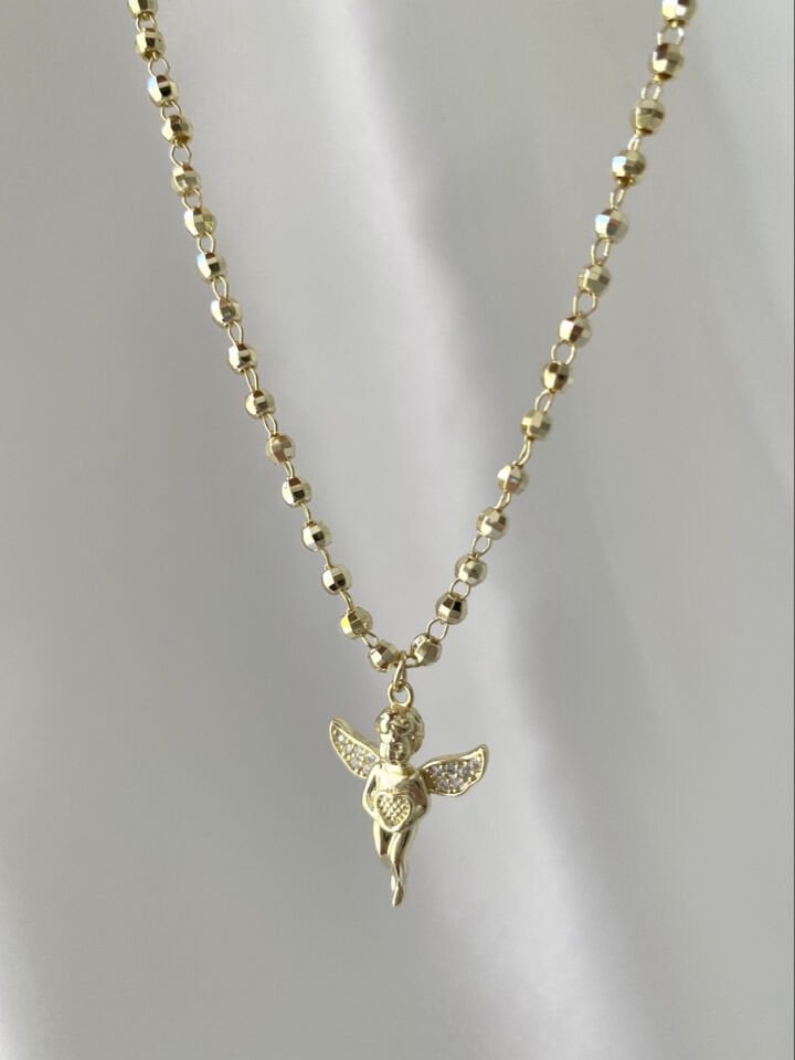 Asansörlü Dorika Detaylı Melek Kolye (50cm)