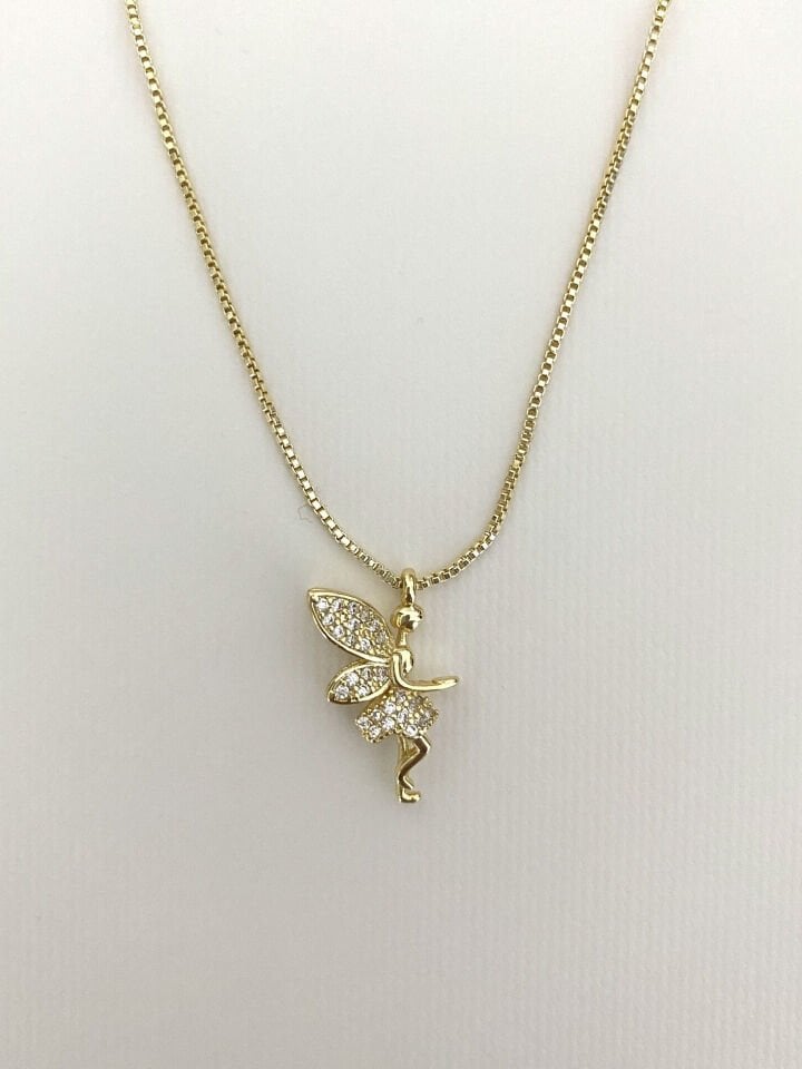 Asansörlü Minimal Melek Figürlü Kolye (45cm)