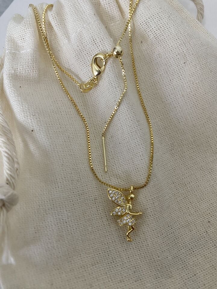 Asansörlü Minimal Melek Figürlü Kolye (45cm)