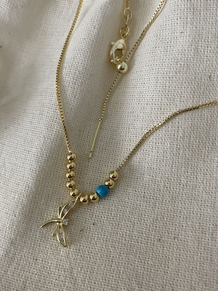 Asansörlü Minimal Yusufçuk Figürlü Kolye (45cm)